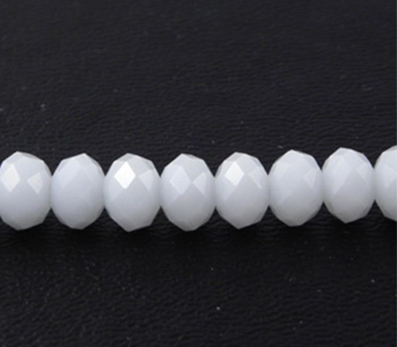Crystal Glass Bead - 8mm x 6mm White Jade