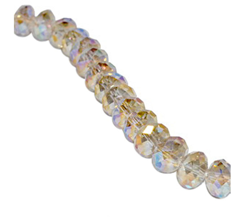Crystal Glass Bead - 8mm x 6mm Silver Champagne AB