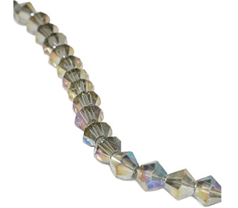 Crystal Glass Bicone Bead - 3mm x 3mm Black Diamond AB