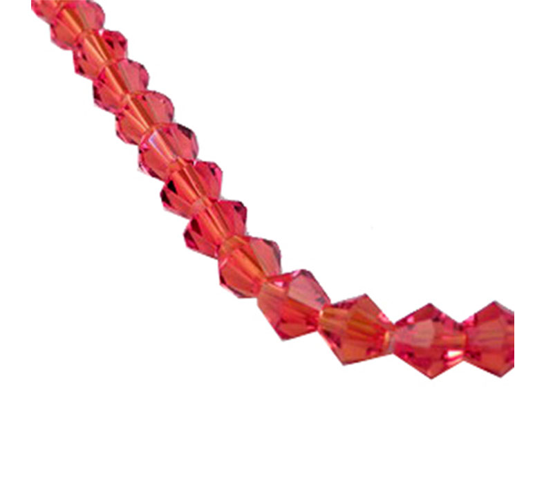 Crystal Glass Bicone Bead - 3mm x 3mm Red