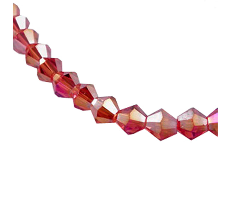Crystal Glass Bicone Bead - 3mm x 3mm Red AB