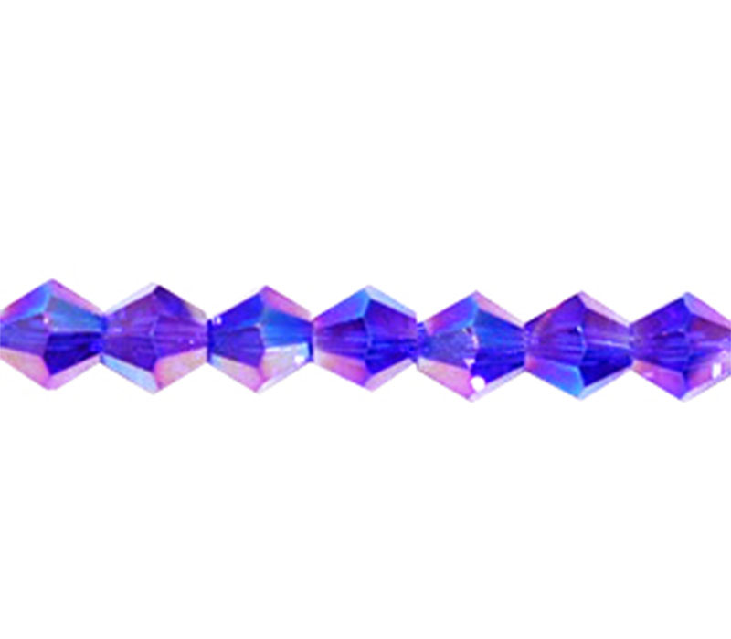 Crystal Glass Bicone Bead - 3mm x 3mm Dark Sapphire AB