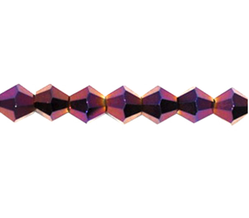 Crystal Glass Bicone Bead - 3mm x 3mm Purple Light