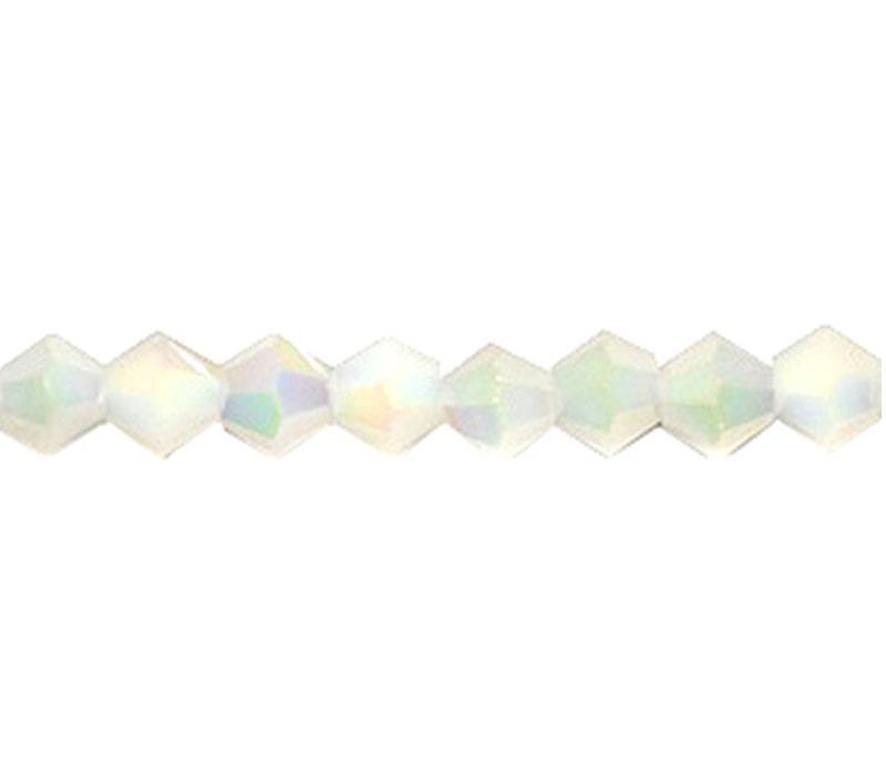 Crystal Glass Bicone Bead - 3mm x 3mm White Jade AB