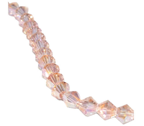 Crystal Glass Bicone Bead - 6mm x 6mm Light Peach AB