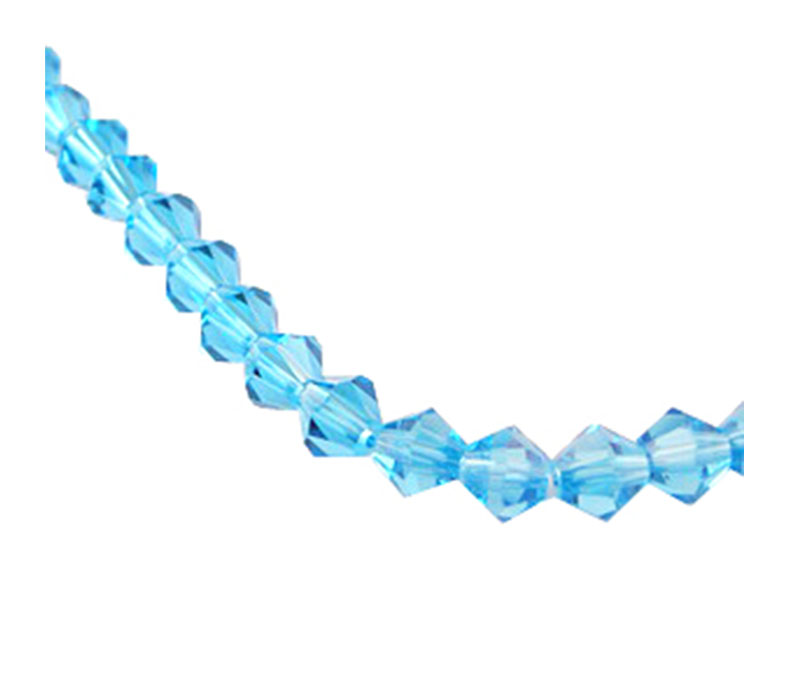 Crystal Glass Bicone Bead - 6mm x 6mm Medium Aqua