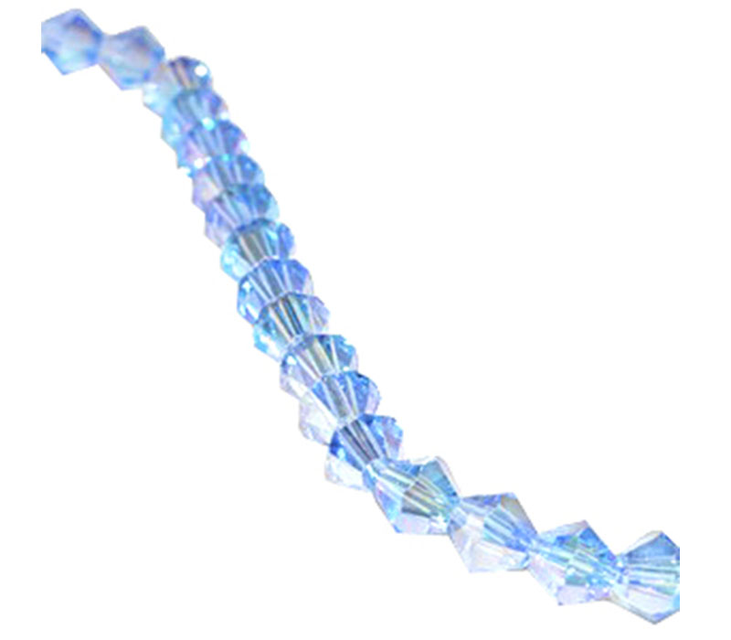 Crystal Glass Bicone Bead - 6mm x 6mm Light Sapphire AB