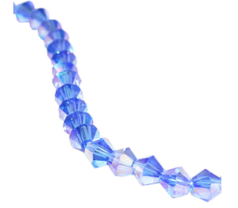 Crystal Glass Bicone Bead - 6mm x 6mm Sapphire AB