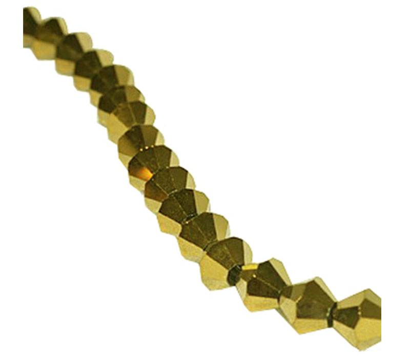 Crystal Glass Bicone Bead - 6mm x 6mm Gold