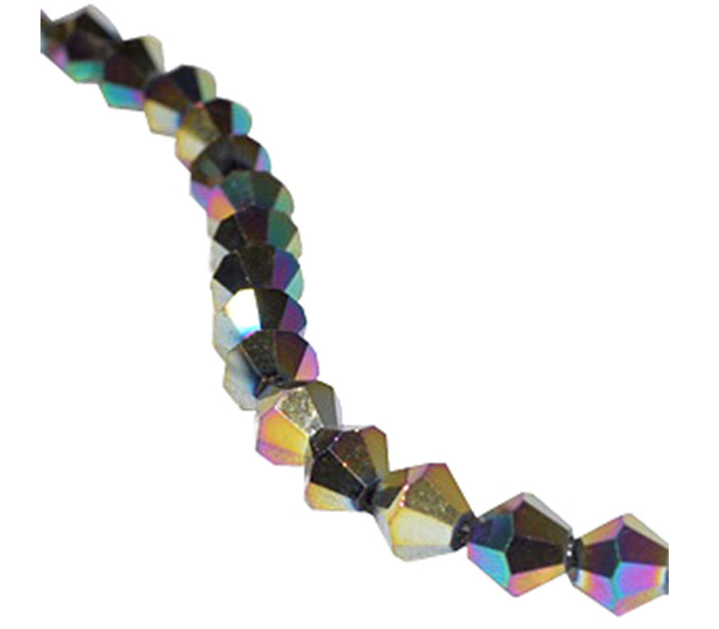 Crystal Glass Bicone Bead - 6mm x 6mm Rainbow