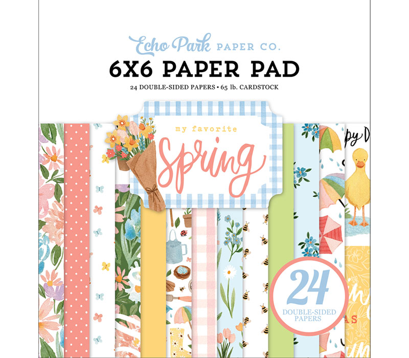 6" x 6" scrapbooking papier PAPERPAD Echo Park printemps pois & rayures 24 Feuilles