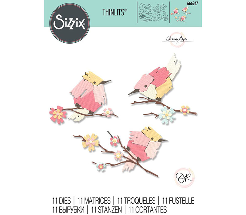 Sizzix Thinlits Dies - Painted Birds