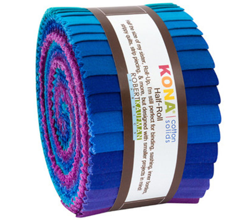 Robert Kaufman Kona Cotton Solids 2.5in Strip Roll - Bright Rainbow