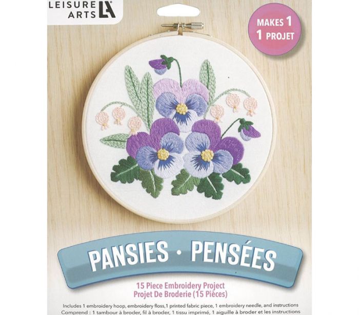 Mini Maker Pansies 6-inch Embroidery Kit #56816
