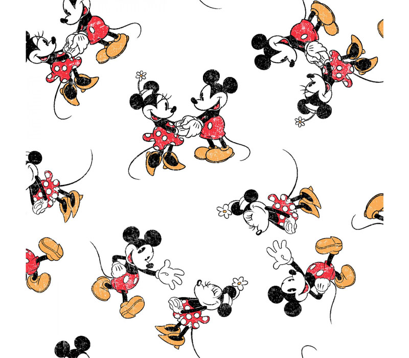 Disney Mickey Mouse and Minnie Mouse Vintage - Toss On White