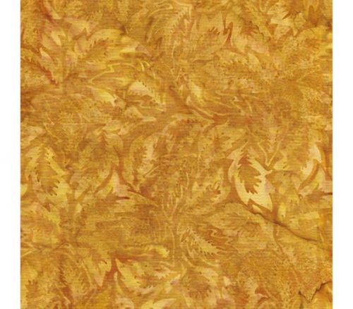 Woodblock Bouquets Batiks Leaves Allover in Tonal Gold Yellow