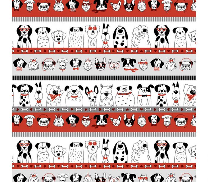 Bow Wow Wow Hot Diggity Dogs Novelty Stripe in Red and White