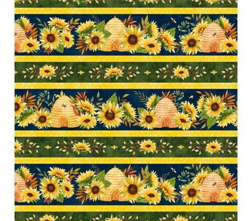 Autumn Sun Sunflowers and Hives Towel Band Cut - 23.5-inches by 44-inches
