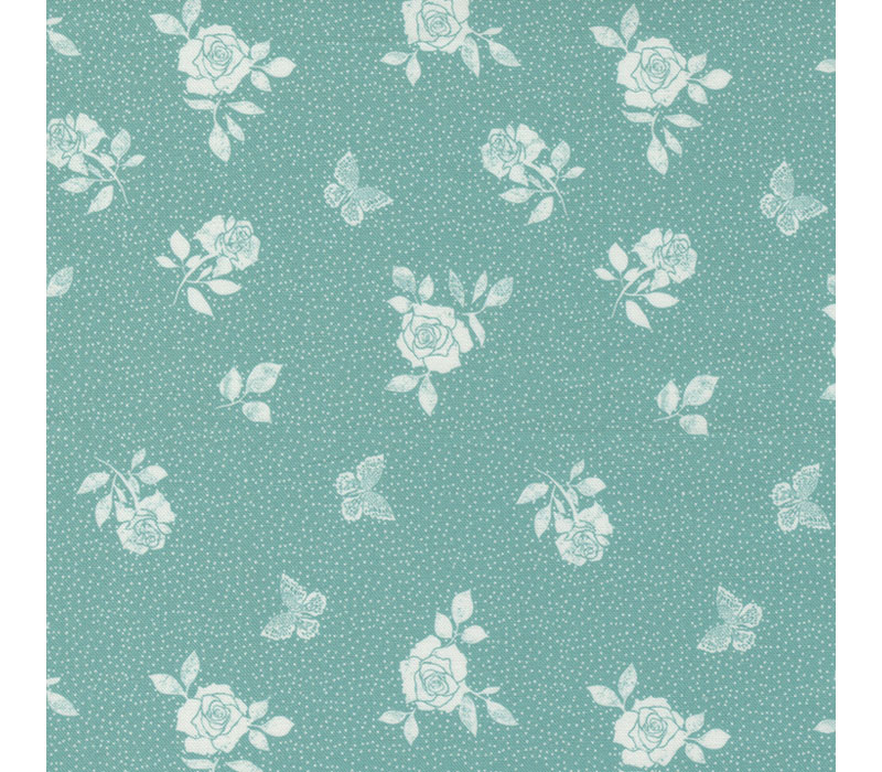Garden Society by Crystal Manning Beach Rose on Teal