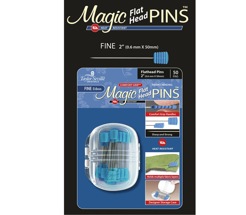 Taylor Seville Magic Pins Flat Head Fine 0.6mm - 50 Count. #219928