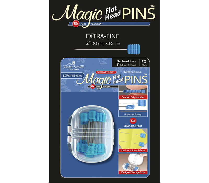 Taylor Seville Magic Pins Flat Head Extra Fine 0.5mm - 50 Count. #219942