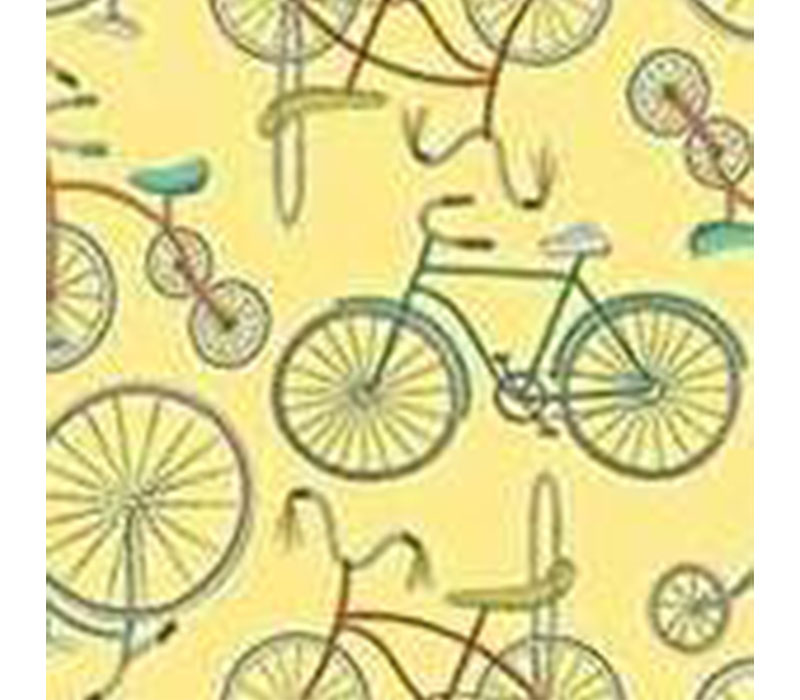 Be My Neighbor by Terri Degenkolb Bicycles on Pale Yellow