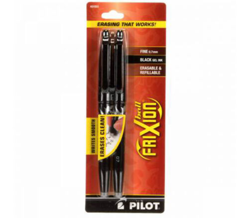 Frixion Pen Black 2 Pack Fine Point 0.7mm Heat Erase BFX72BLK