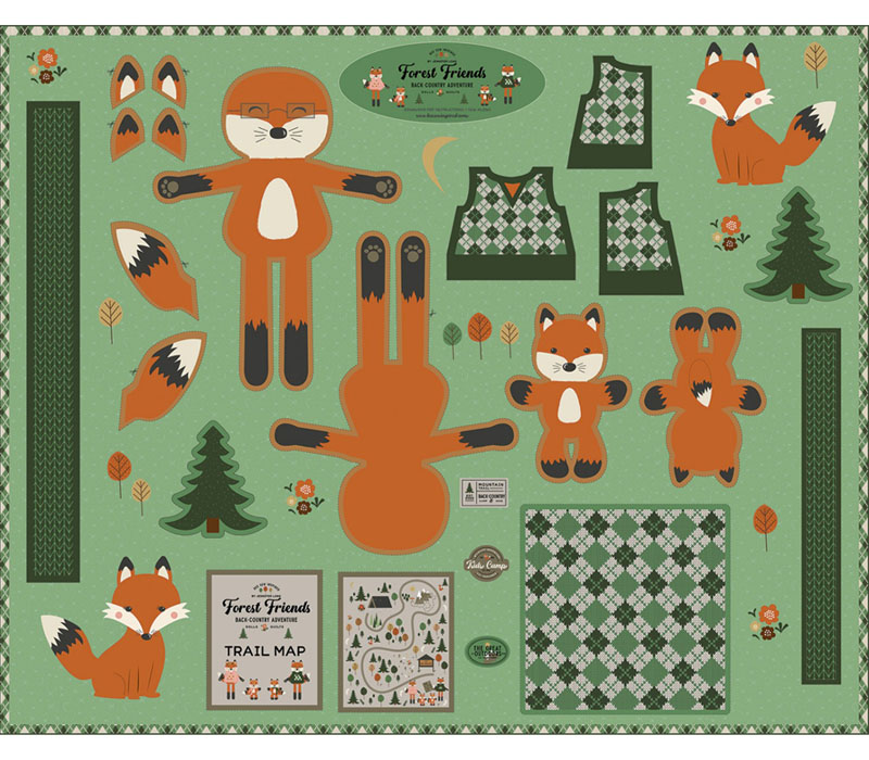 Forest Friends Todd the Woodland Fox Toy Sewing Panel 36-inch by 43.5-inch