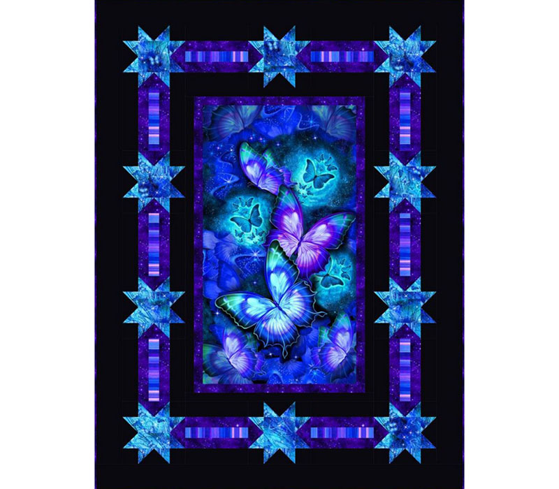 Cosmic Butterfly Shine Bright Quilt Top Kit - includes Binding and