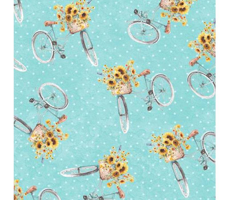 Sunflower Sweet Bicycle Toss on Light Teal