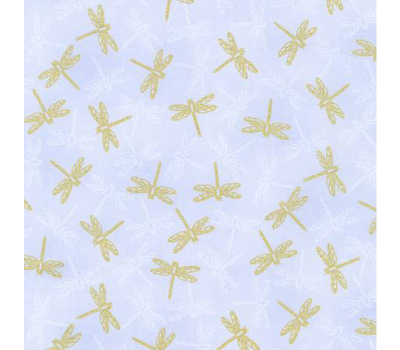 Aurelia Small Dragonfly on Periwinkle with Gold Metallic Highlights