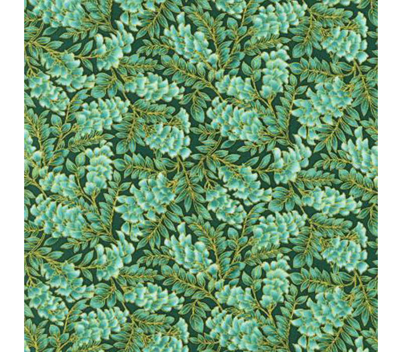 Aurelia Leaves in Parsley with Gold Metallic Highlights