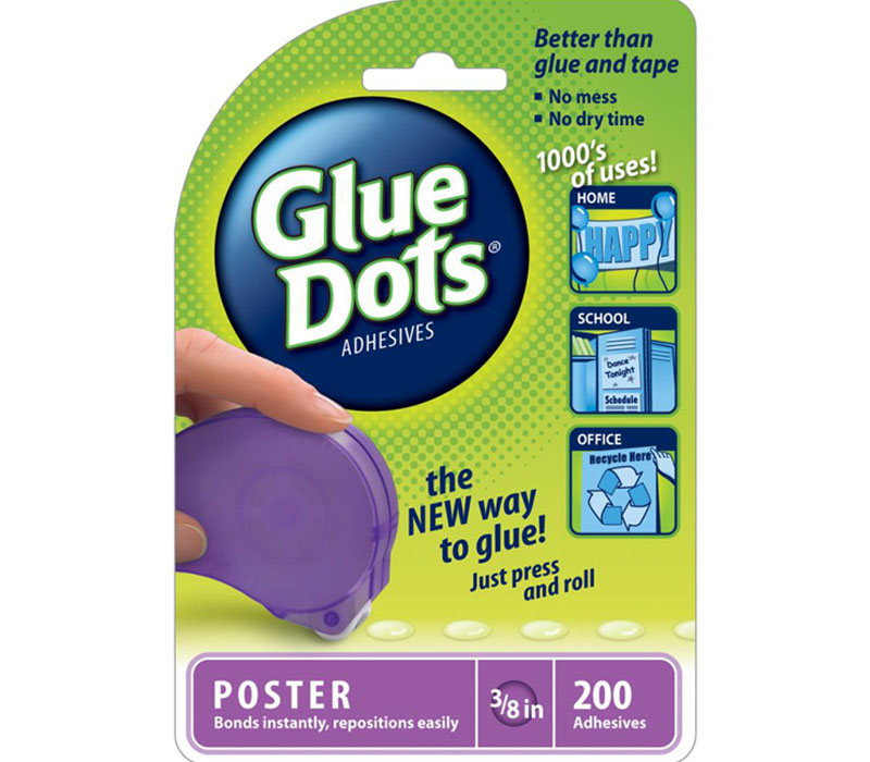 Glue Dots 3/8-inch Poster Dot Disposable Dispenser - 200 Clear Dots