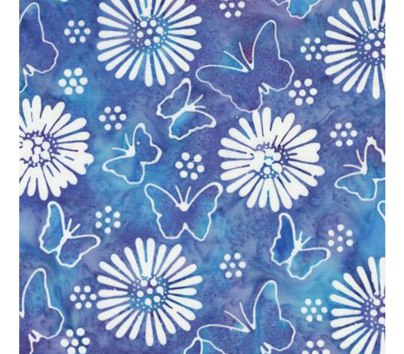 Dazzle Batik Butterflies & Daisies on Celestial Blue