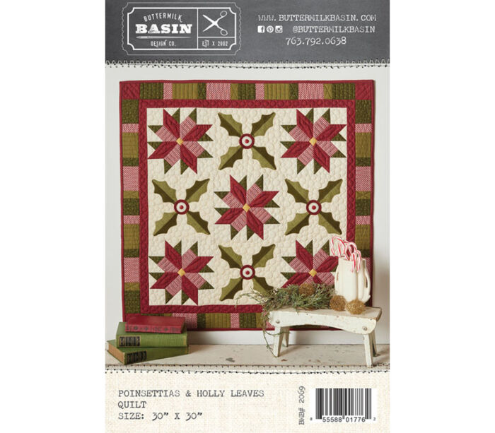 Buttermilk Basin Poinsettias and Holly Quilt Pattern #BMB2069