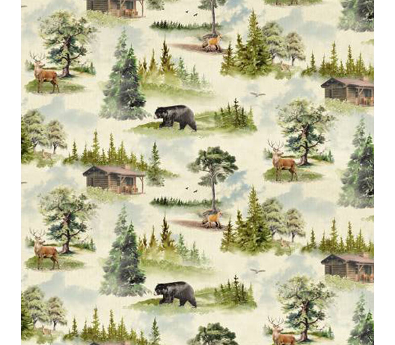 Back Country Scenic Toile on Butter Yellow