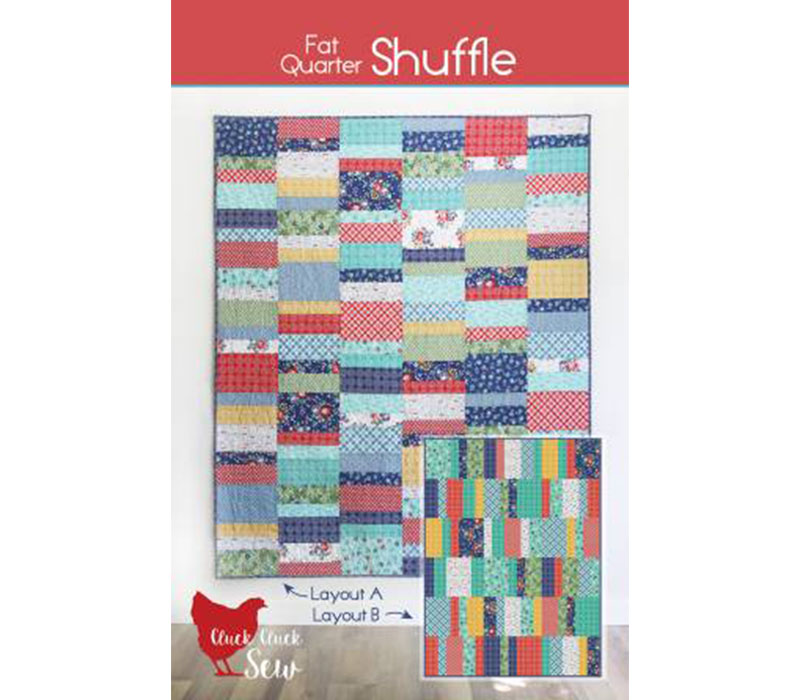 Cluckclucksew Fat Quarter Shuffle Quilt Pattern #CCS196. A beginner friendly - quick and easy Fat Quarter quilt in 5 sizes.