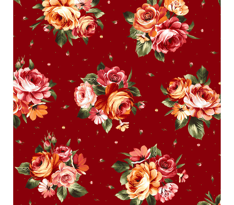Harvest Rose Flannel Bouquets on Red
