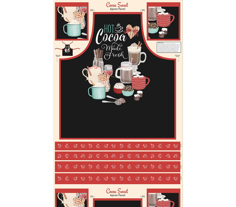 Cocoa Sweet Hot Cocoa Made Fresh Apron Panel - 30-inches by 43-inches