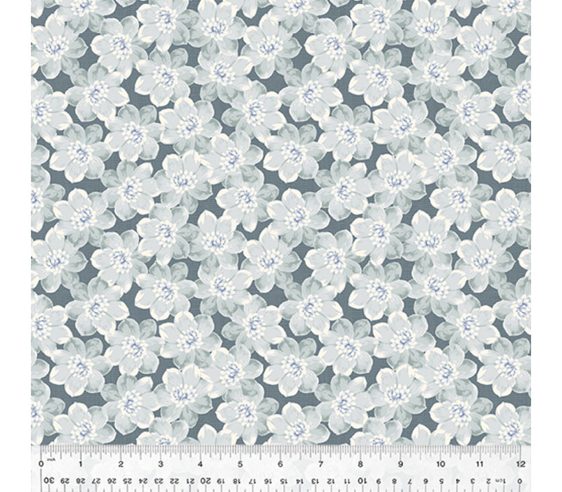 Laurel Florals Flower Bliss on Blue Grey