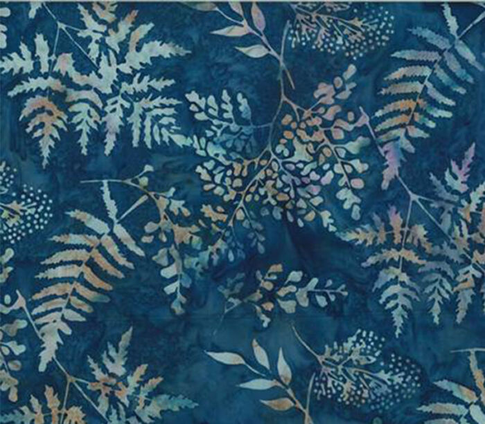 Depoe Bay Batiks Ferns on Navy