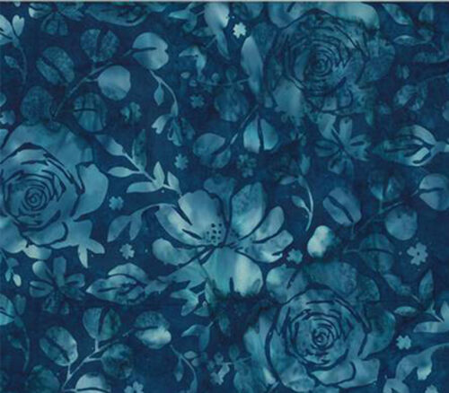 Depoe Bay Batiks Roses on Blue