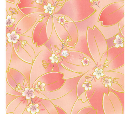 Imperial Collection: Honoka Blossoms on Peach with Gold Metallic Highlights