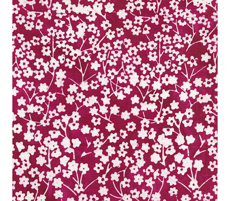 Red White and Blue Batiks Flower Stems in Cranberry and White