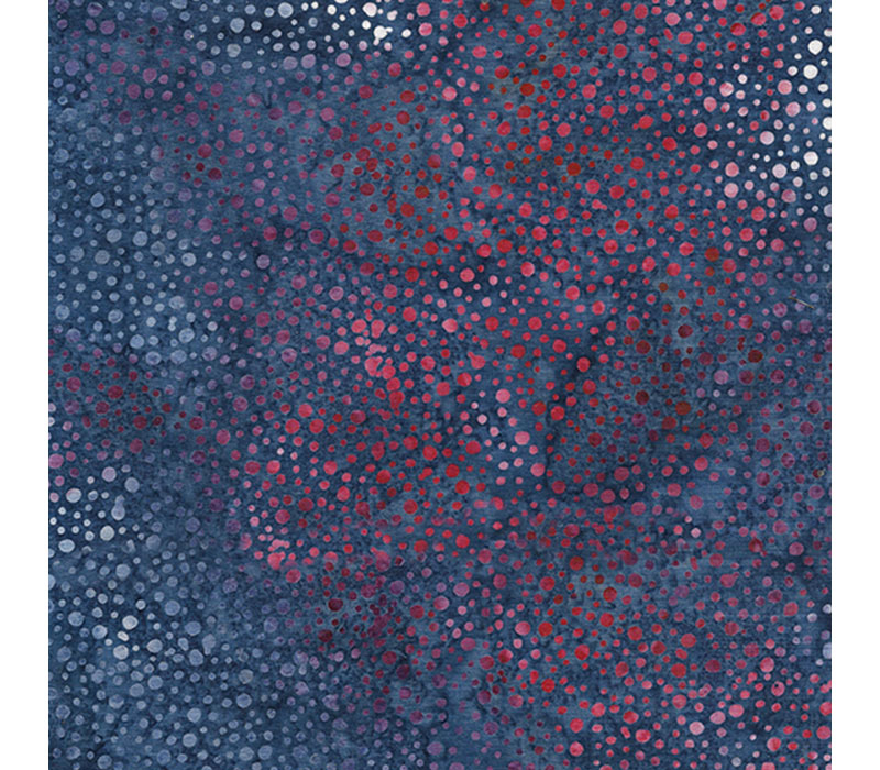 Red White and Blue Batiks Dots in Marine Blue and Red