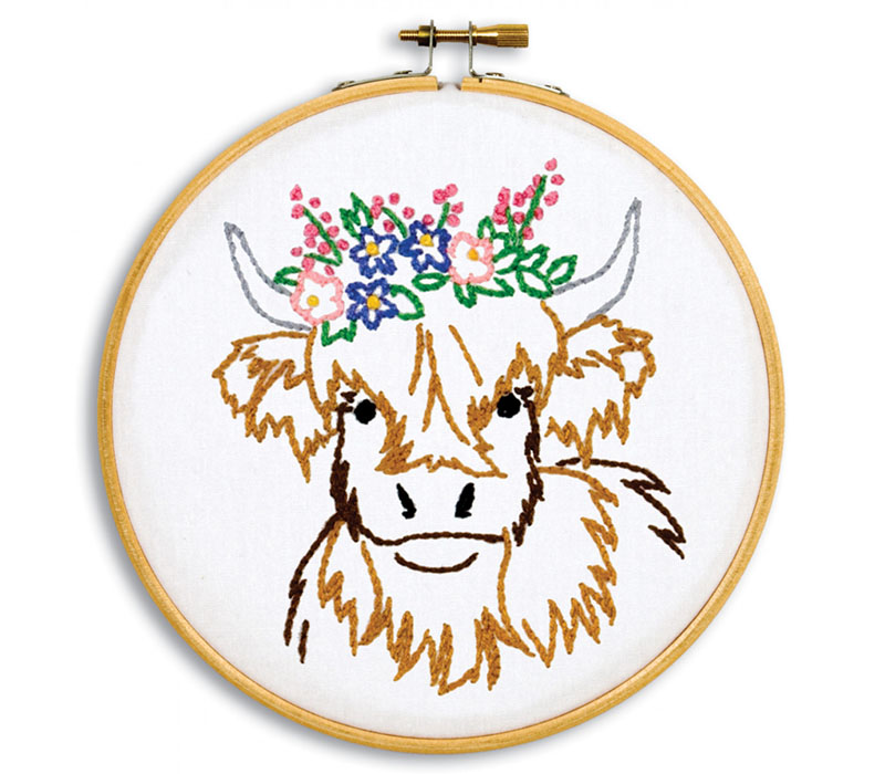 Highland Cow 6-inch Hoop Embroidery Kit 4096-973