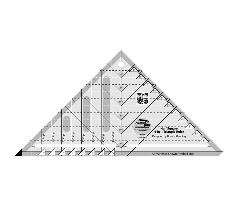 Creative Grids Half-Square 4-in-1 Triangle Quilt Ruler #CGRBH1