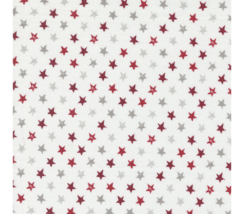 Old Glory Star Spangled in Red and Silver on Cloud White