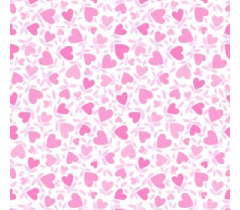 Playtime Flannel Hearts Pink on White