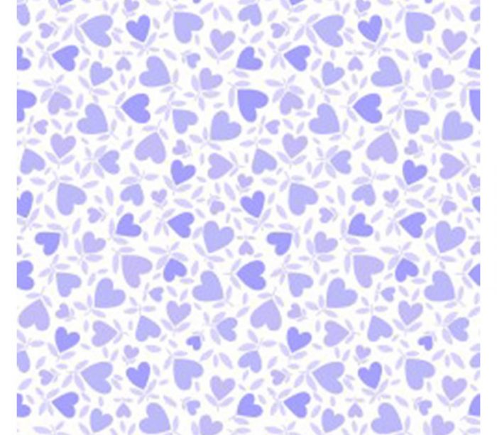 Playtime Flannel Hearts Violet on White